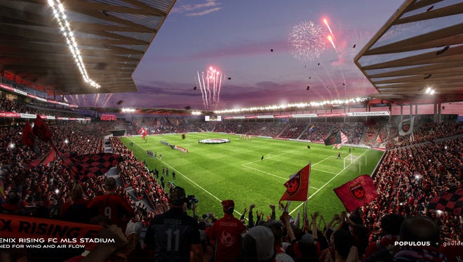 Rendering of the field-view for the possible MLS stadium of Phoenix Rising FC that were unveiled on Thursday March 15, 2018 in Scottsdale Ariz.