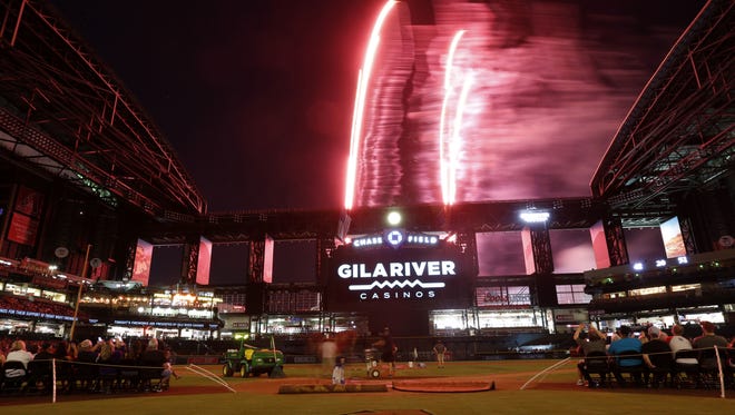 A 15-minute fireworks display in Chase Field followed the Arizona Diamondbacks game on Saturday night.