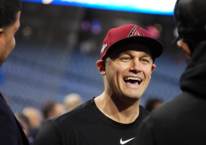 Arizona Diamondbacks pitcher Paul Sewald is all smiles before the team takes on the Philadelphia Phillies for Game 6 of their NLCS at Citizens Bank Park in Philadelphia on Oct. 23, 2023.