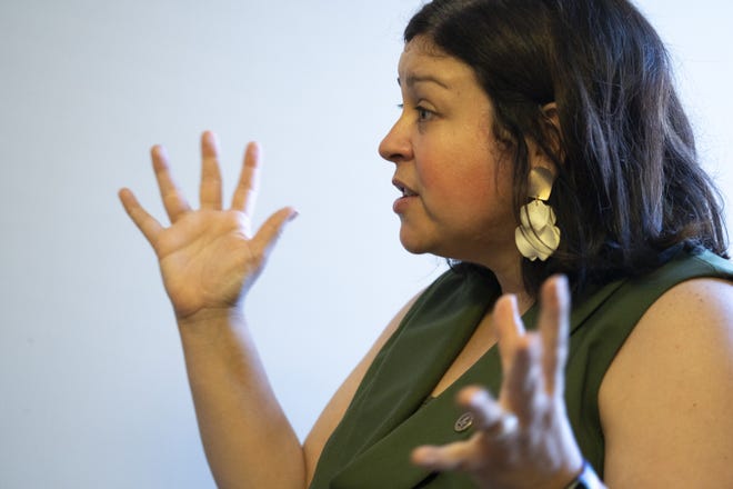 Melanie Fontes Rainer, the director of the Office for Civil Rights at the U.S. Department of Health and Human Services, answers questions during an interview on April 23, 2024, at the Planned Parenthood Central Phoenix Health Center.