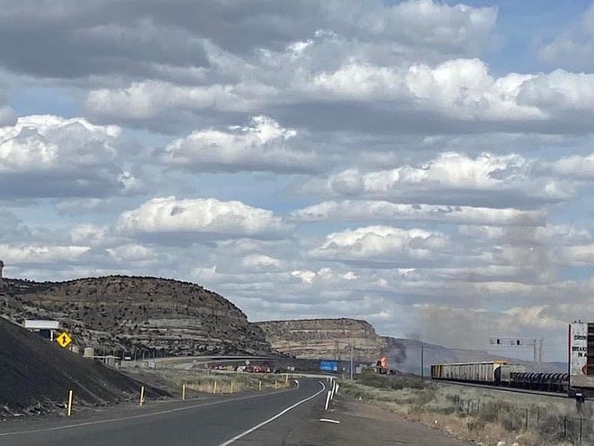 The Navajo Nation police responded to the train derailment near Lupton, Arizona, close to the New Mexico border that closed Interstate 40 on April 26, 2024.