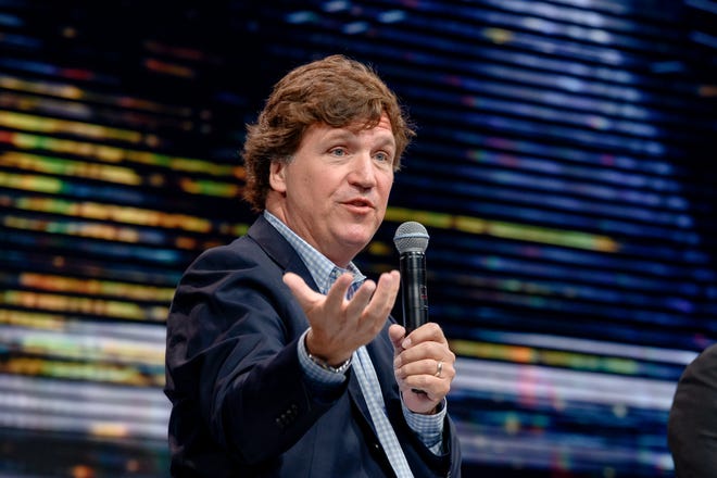Tucker Carlson speaks during the 10X Growth Conference 2024 at The Diplomat Beach Resort on April 2, 2024 in Hollywood, Fla.