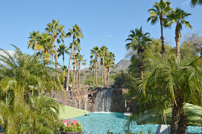 A view of the waterfall at the Hilton Phoenix Resort at the Peak in Phoenix.