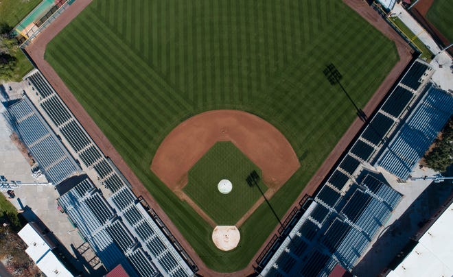 Aerial drone view of Scottsdale Stadium, Cactus League home of the San Francisco Giants, in Scottsdale, Arizona January 8, 2019.
