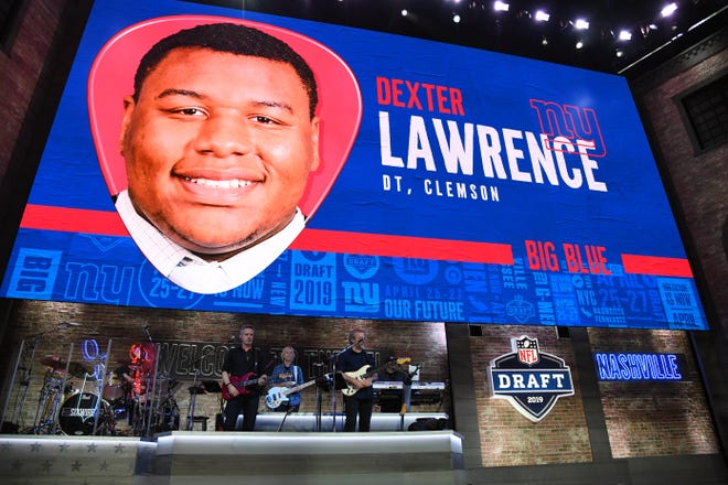 Apr 25, 2019; Nashville, TN, USA; Dexter Lawrence (Clemson) is selected as the number seventeen overall pick to the New York Giants in the first round of the 2019 NFL Draft in Downtown Nashville. Lawrence was not in attendance.