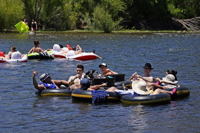 Tubers float down the Salt River on May 29, 2021.