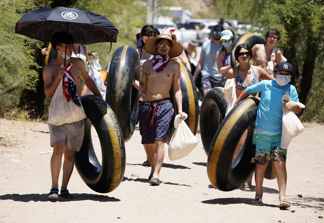 Tubers make their way down to the Salt River on May 29, 2021.