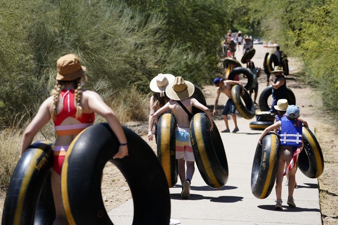 Tubers make their way to the lower Salt River on May 29, 2021.