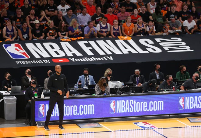 Phoenix Suns head coach Monty Williams watches his team during Game 2 of the NBA Finals against the Milwaukee Bucks at Phoenix Suns Arena July 8, 2021.