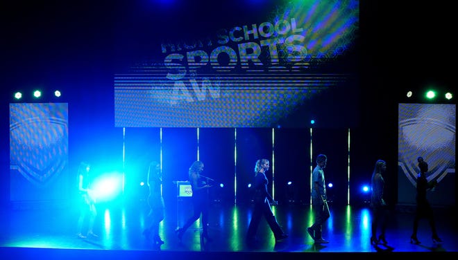 June 11, 2022; Tempe, Arizona; USA; Student athletes walk across the stage during the High School Sports Awards 2022. Mandatory Credit: Patrick Breen-Arizona Republic