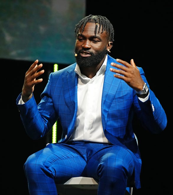 Cardinals running back Eno Benjamin talks about his experiences from high school to the pros during the 2022 Arizona High School Sports Awards show on Saturday night in Tempe.