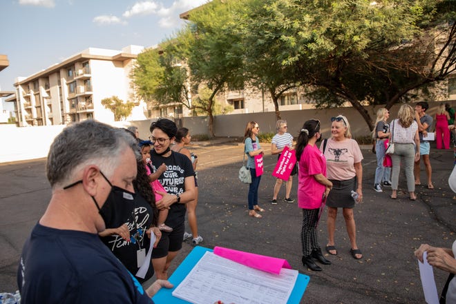 A small group of people attended a storytelling event organized by the local chapter of Planned Parenthood in Phoenix on July 25, 2022.