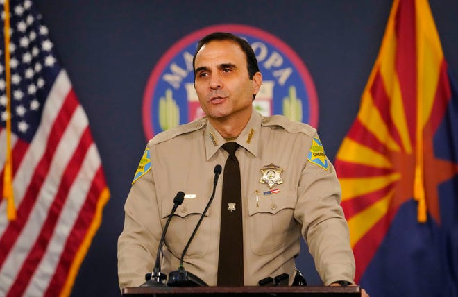 Maricopa County Sheriff Paul Penzone speaks during a pre-election news conference on Nov. 7, 2022.
