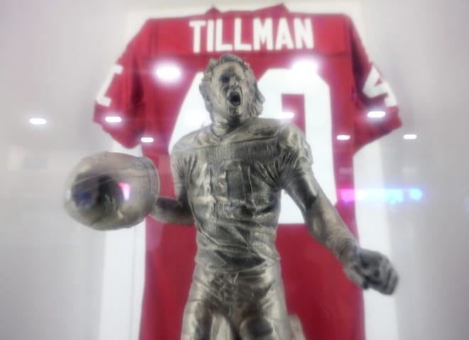 Pat Tillman display at the NFL's Super Bowl Experience at the Phoenix Convention Center on Feb. 4, 2023.